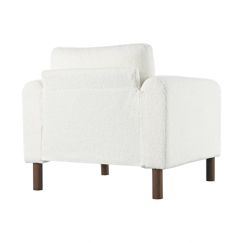 33.5" Upholstered Accent Chair with Walnut Legs and Curved Armrests