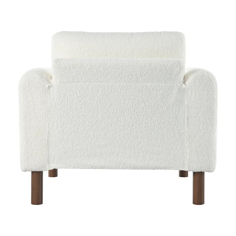 33.5" Upholstered Accent Chair with Walnut Legs and Curved Armrests