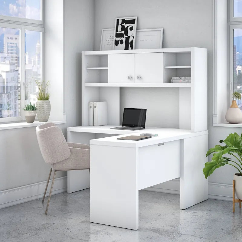 L Shaped Desk with Hutch