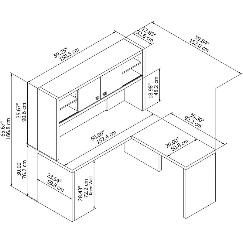 L Shaped Desk with Hutch