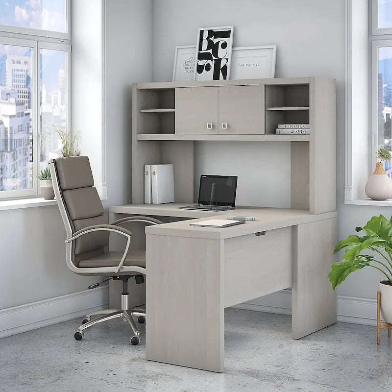 L Shaped Desk with Hutch