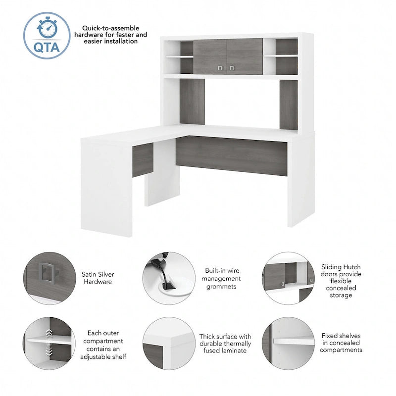 L Shaped Desk with Hutch