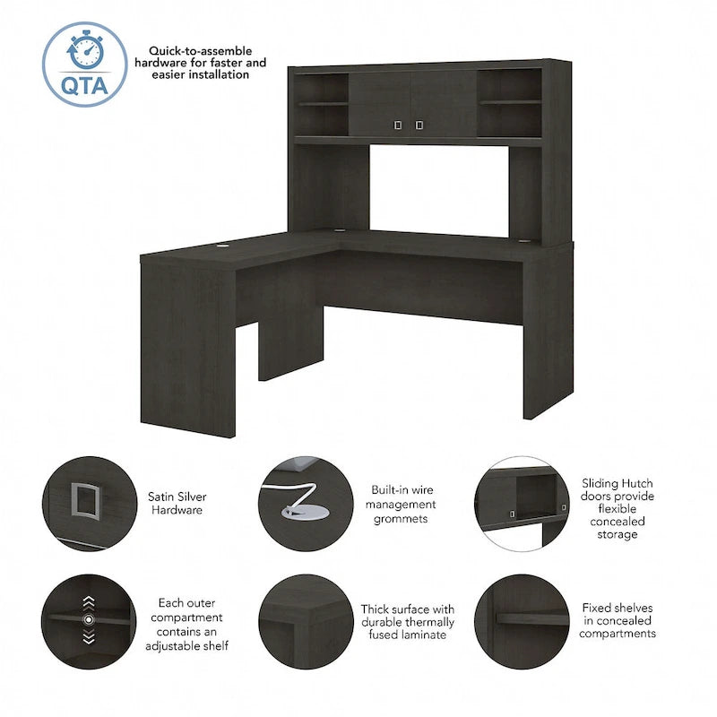 L Shaped Desk with Hutch