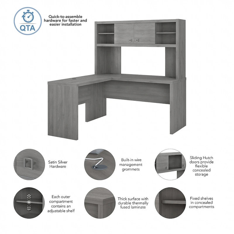 L Shaped Desk with Hutch