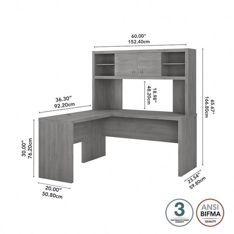 L Shaped Desk with Hutch