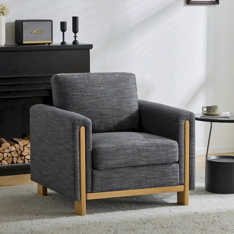 Upholstered Armchair with Solid Wood Frame and Plush Cushioning