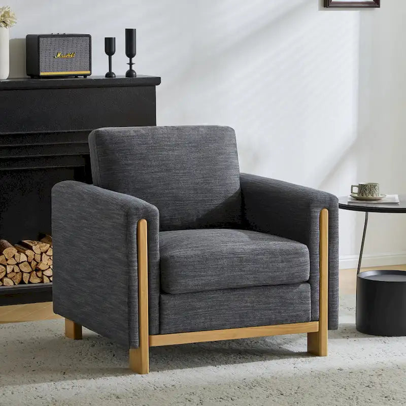 Upholstered Armchair with Solid Wood Frame and Plush Cushioning