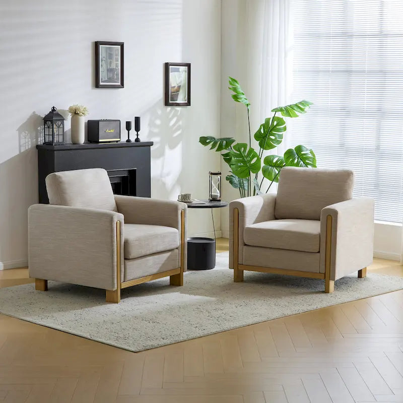 Upholstered Armchair with Solid Wood Frame and Plush Cushioning