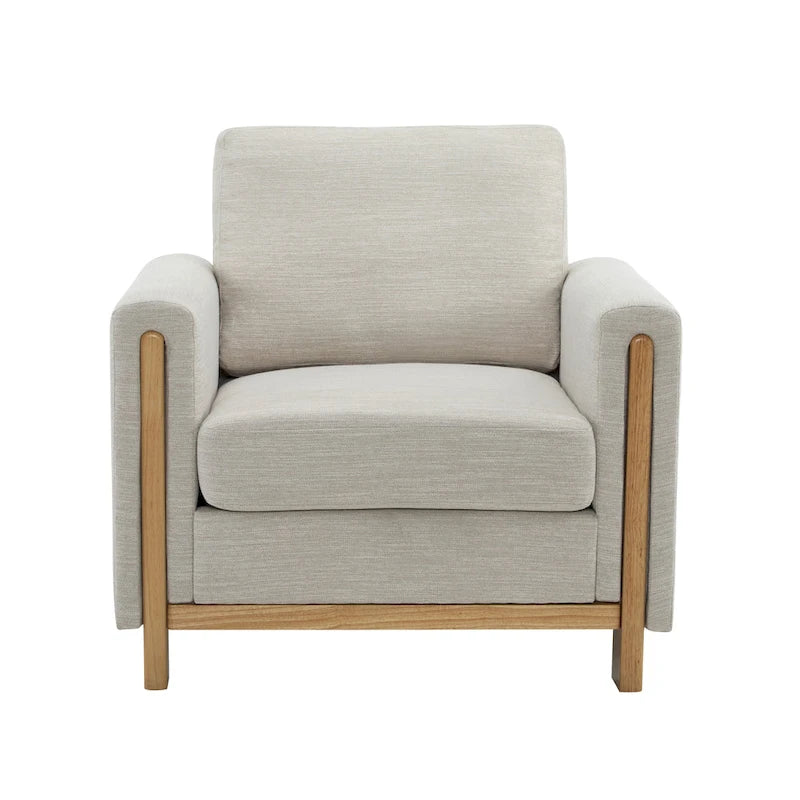 Upholstered Armchair with Solid Wood Frame and Plush Cushioning