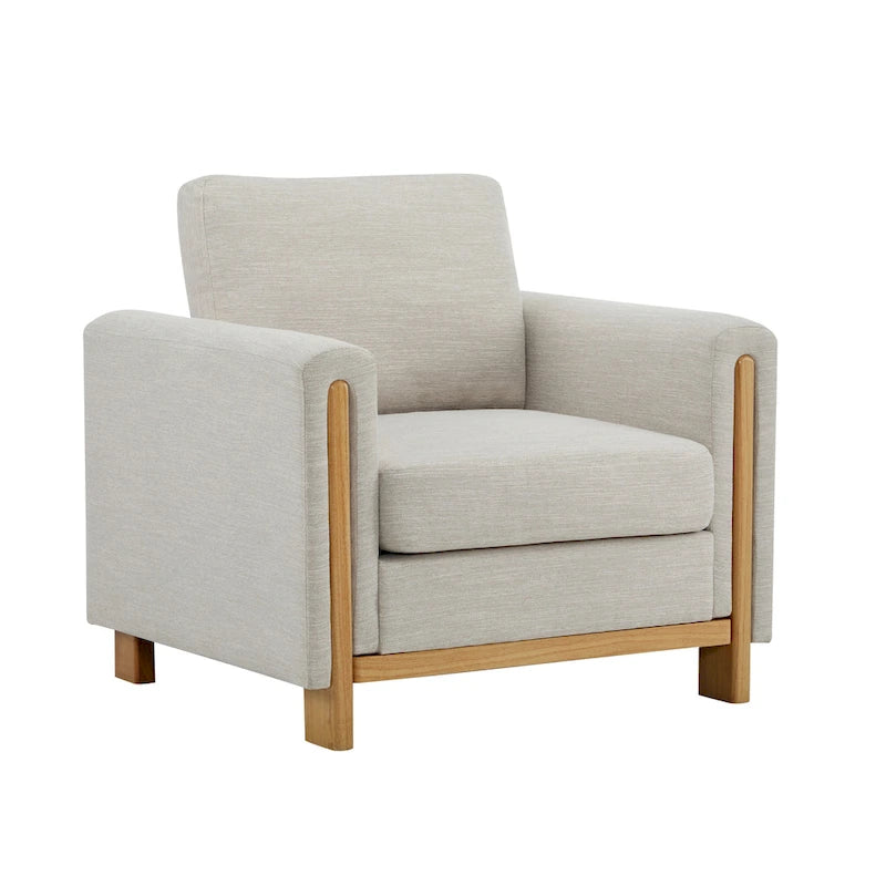 Upholstered Armchair with Solid Wood Frame and Plush Cushioning