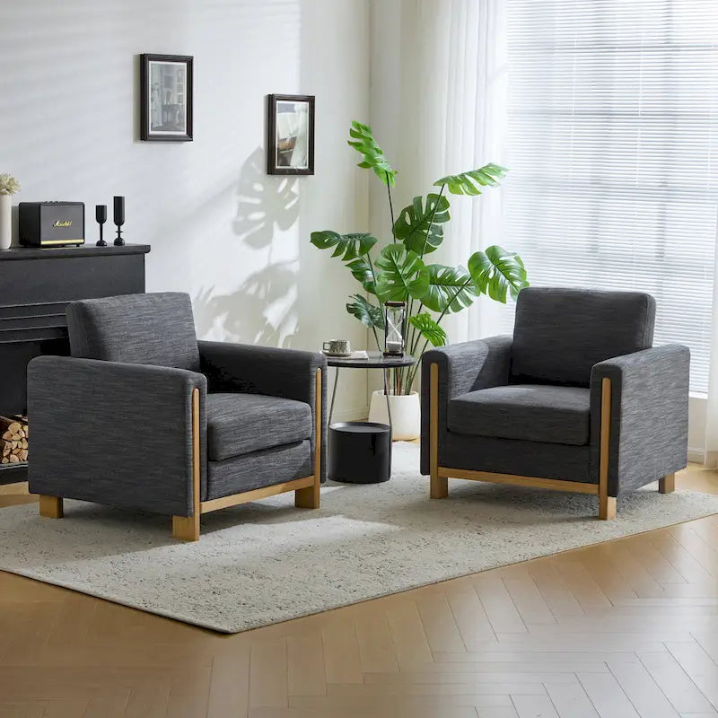Upholstered Armchair with Solid Wood Frame and Plush Cushioning