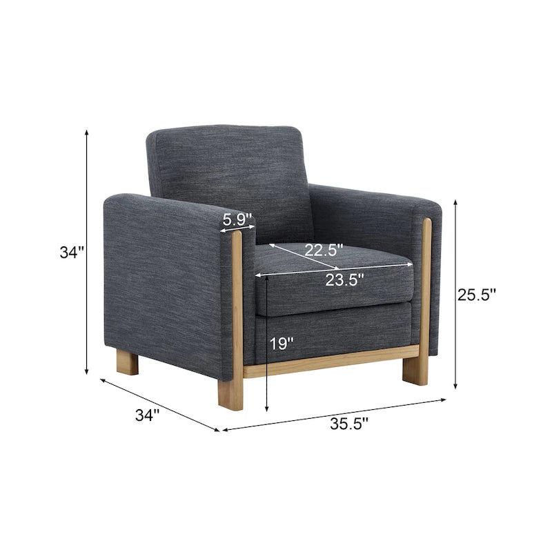 Upholstered Armchair with Solid Wood Frame and Plush Cushioning