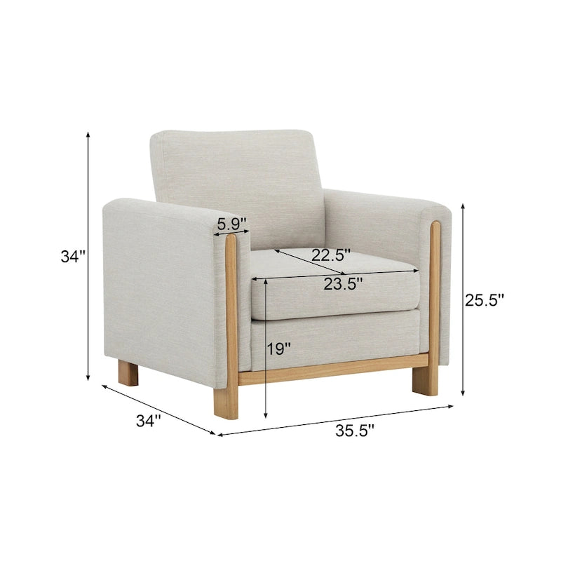 Upholstered Armchair with Solid Wood Frame and Plush Cushioning