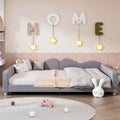 Full Size Upholstered Daybed with Cloud-Shaped Backrest, Sherpa Fabric, No Box Spring Needed