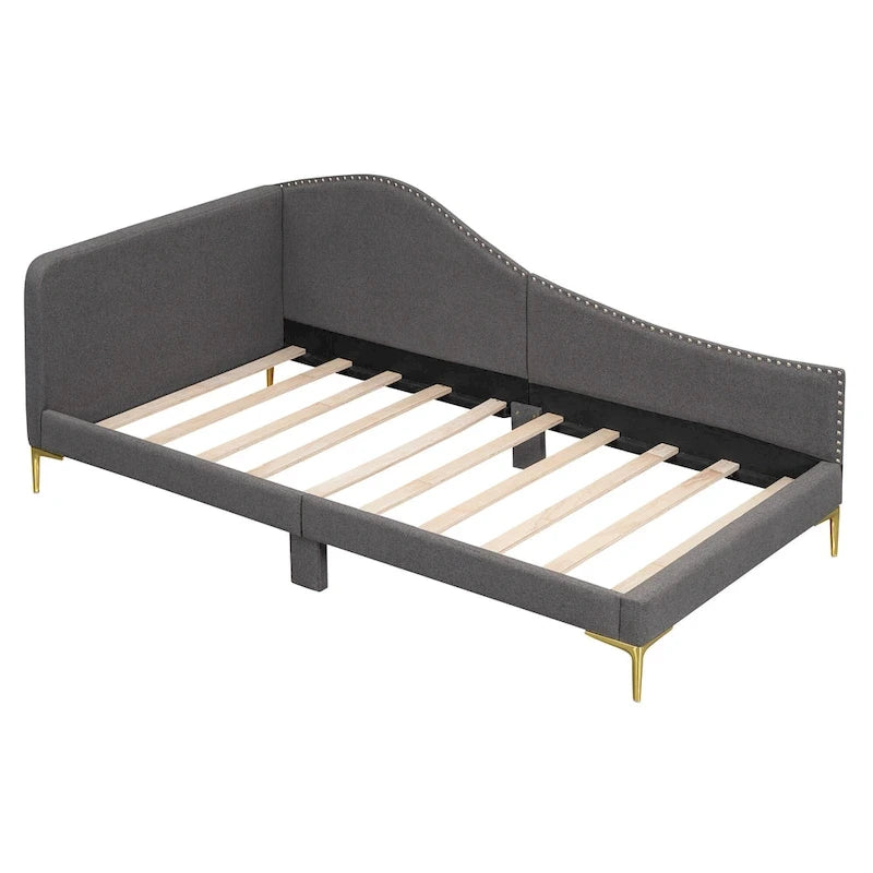 Upholstered Side Daybed with Headboard and Guardrail