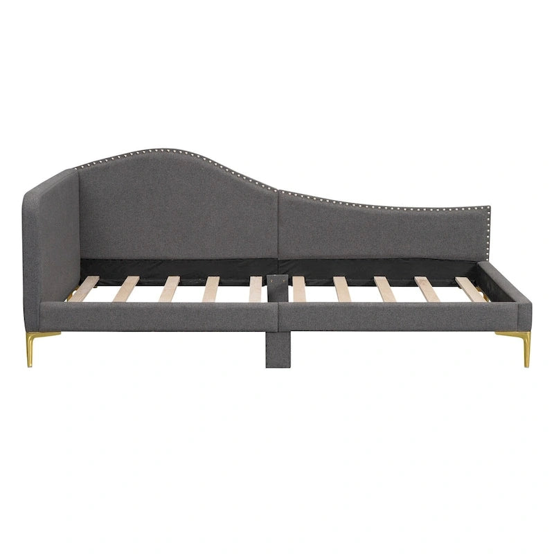 Upholstered Side Daybed with Headboard and Guardrail