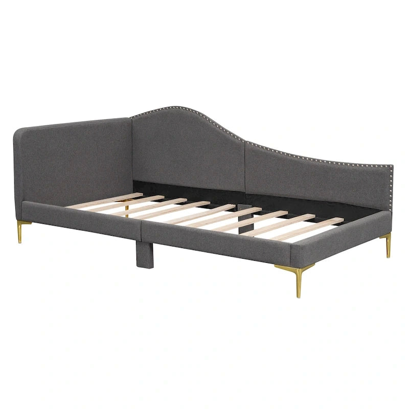 Upholstered Side Daybed with Headboard and Guardrail