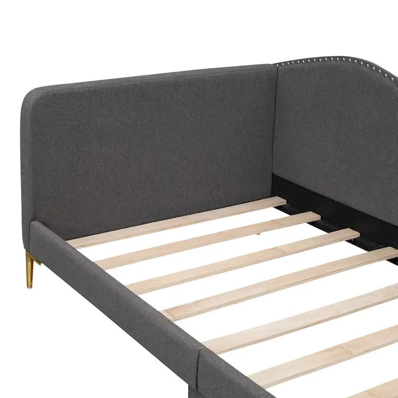 Upholstered Side Daybed with Headboard and Guardrail