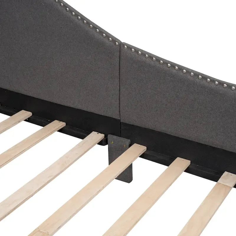 Upholstered Side Daybed with Headboard and Guardrail