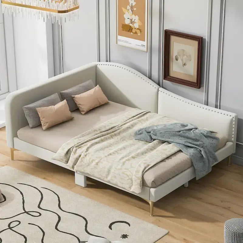 Upholstered Side Daybed with Headboard and Guardrail