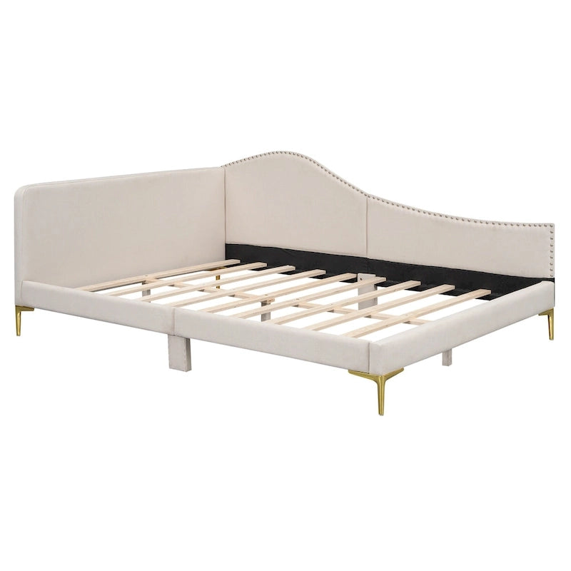 Upholstered Side Daybed with Headboard and Guardrail