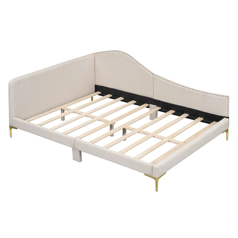 Upholstered Side Daybed with Headboard and Guardrail