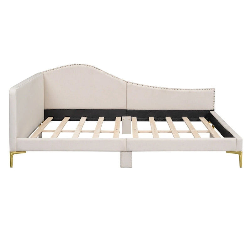 Upholstered Side Daybed with Headboard and Guardrail