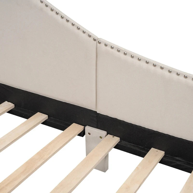 Upholstered Side Daybed with Headboard and Guardrail