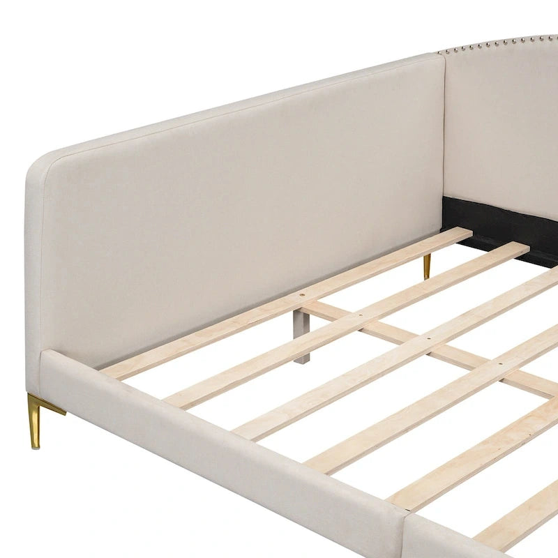 Upholstered Side Daybed with Headboard and Guardrail