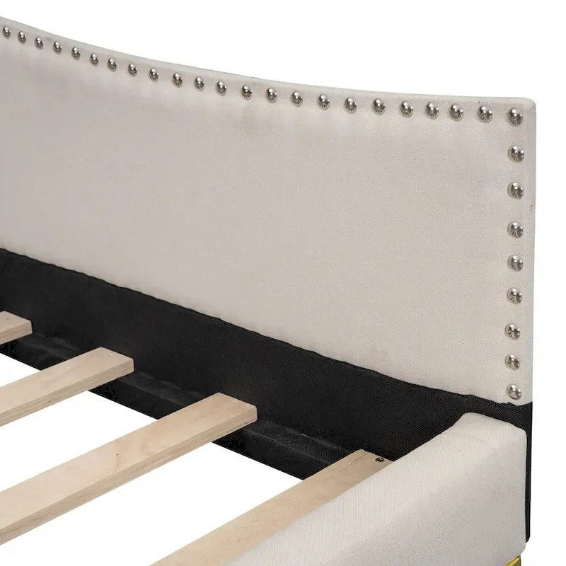 Upholstered Side Daybed with Headboard and Guardrail