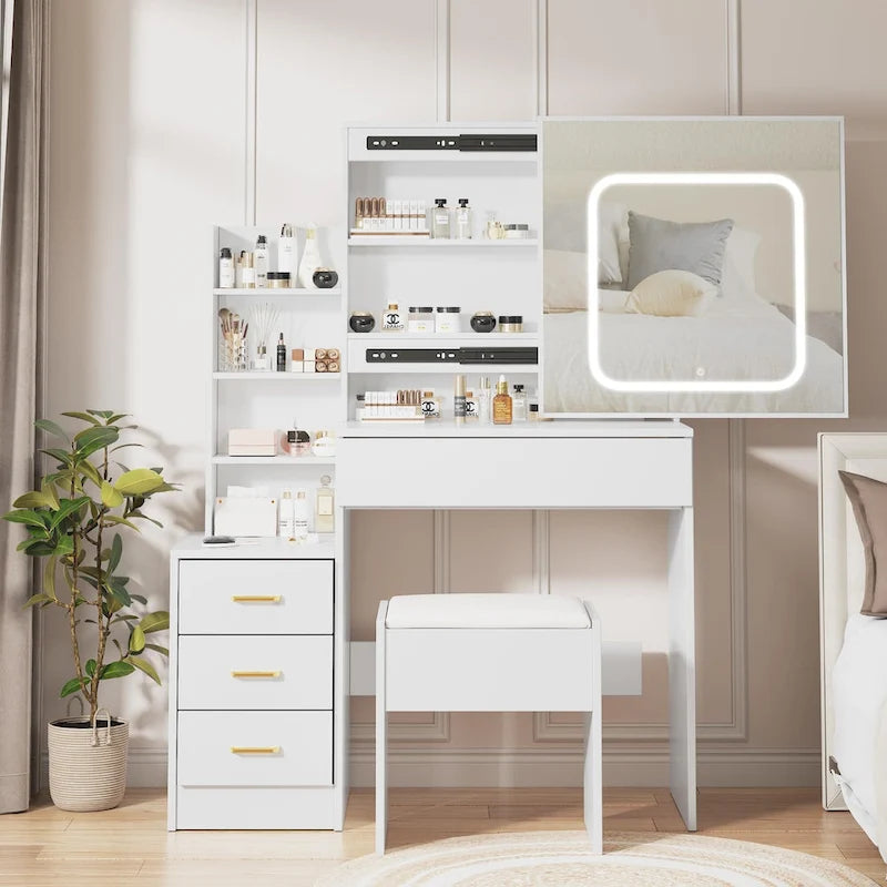 Vanity Desk with Mirror and LED Lights