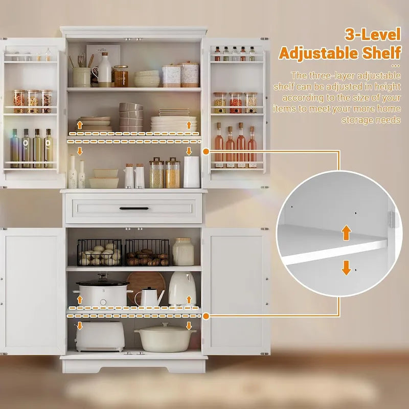 72-Inch Kitchen Storage Pantry Cabinet with Adjustable Shelves