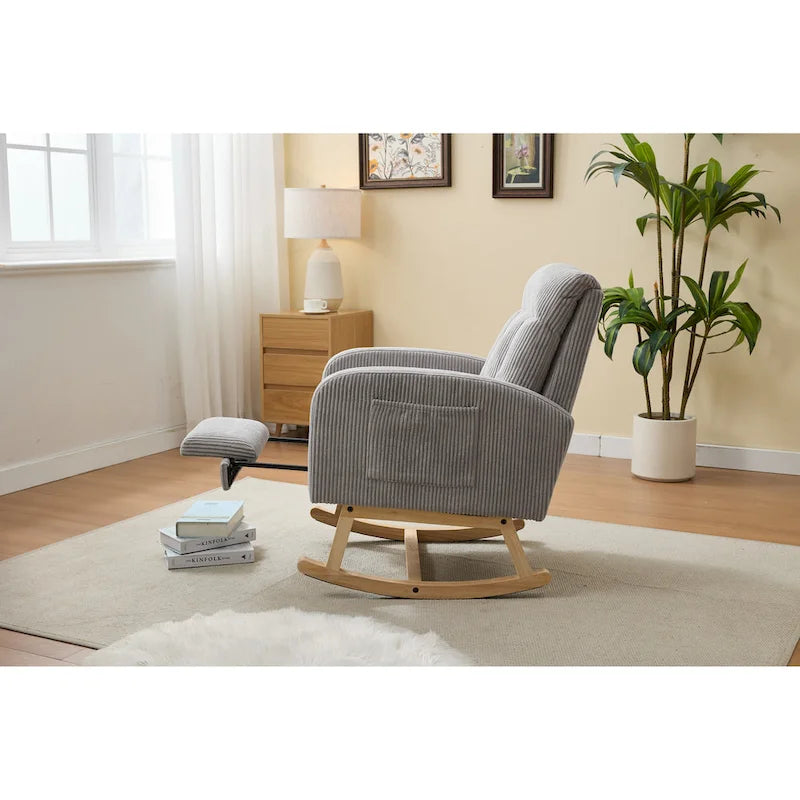 Upholstered Rocking Chair with Solid Wood Legs