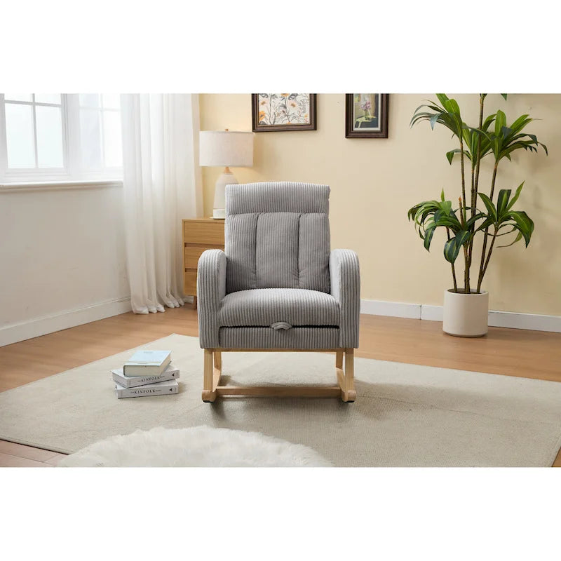 Upholstered Rocking Chair with Solid Wood Legs