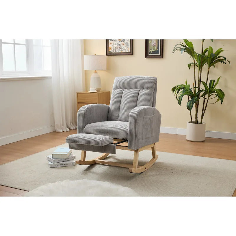 Upholstered Rocking Chair with Solid Wood Legs