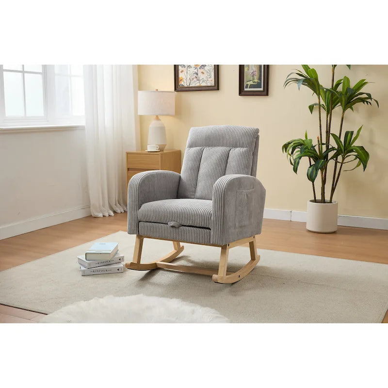 Upholstered Rocking Chair with Solid Wood Legs