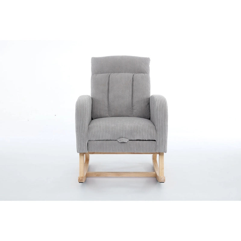 Upholstered Rocking Chair with Solid Wood Legs