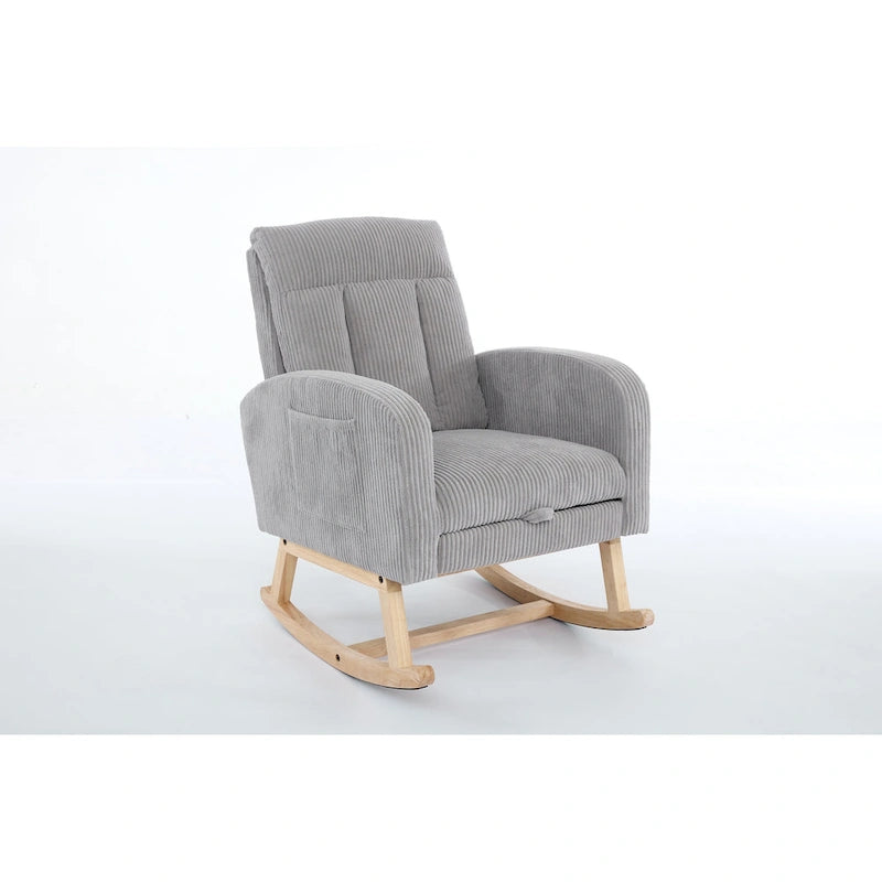 Upholstered Rocking Chair with Solid Wood Legs