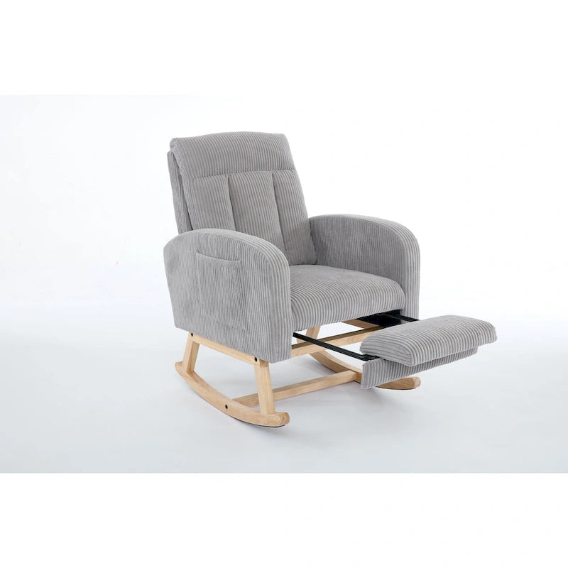 Upholstered Rocking Chair with Solid Wood Legs