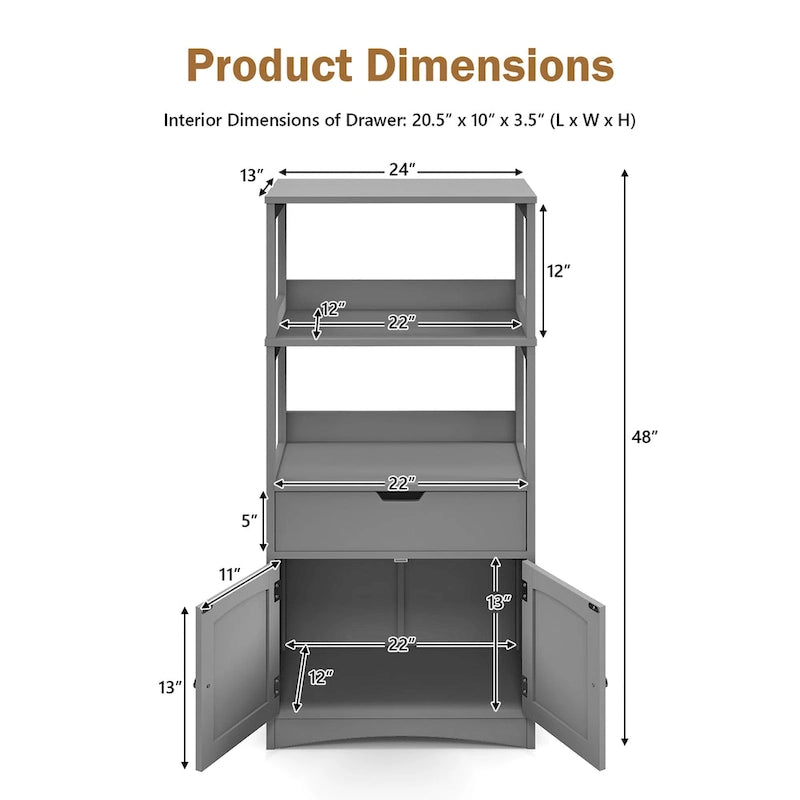 Bathroom Storage Cabinet with Drawer, Shelf & Cupboard - Floor Standing