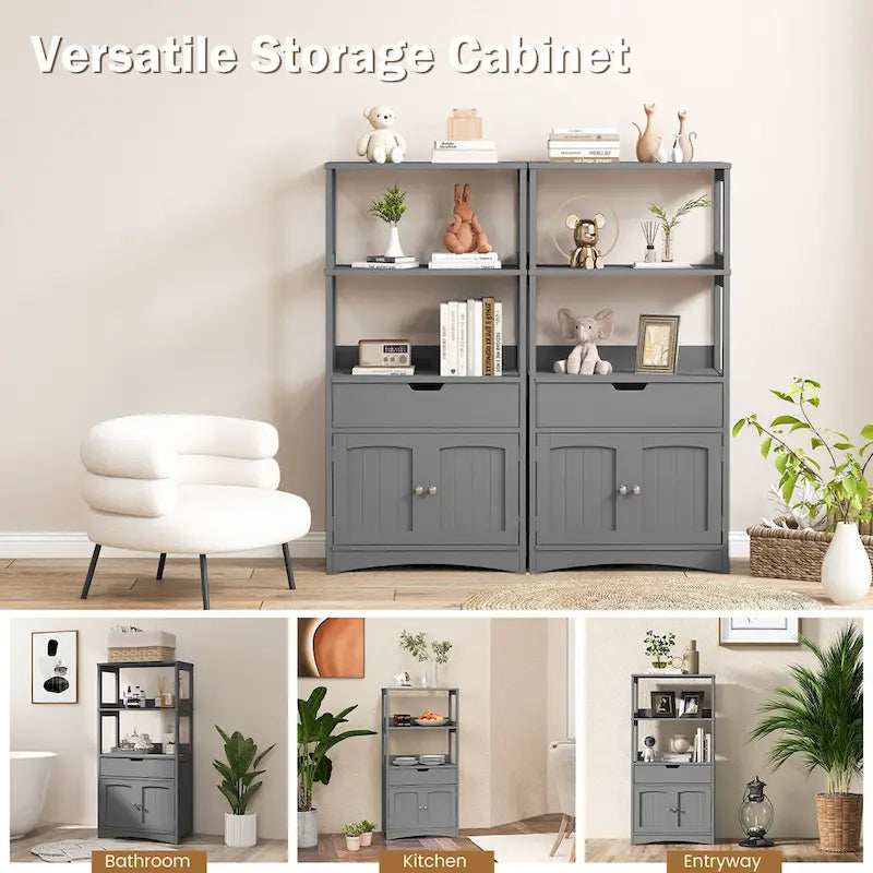 Bathroom Storage Cabinet with Drawer, Shelf & Cupboard - Floor Standing
