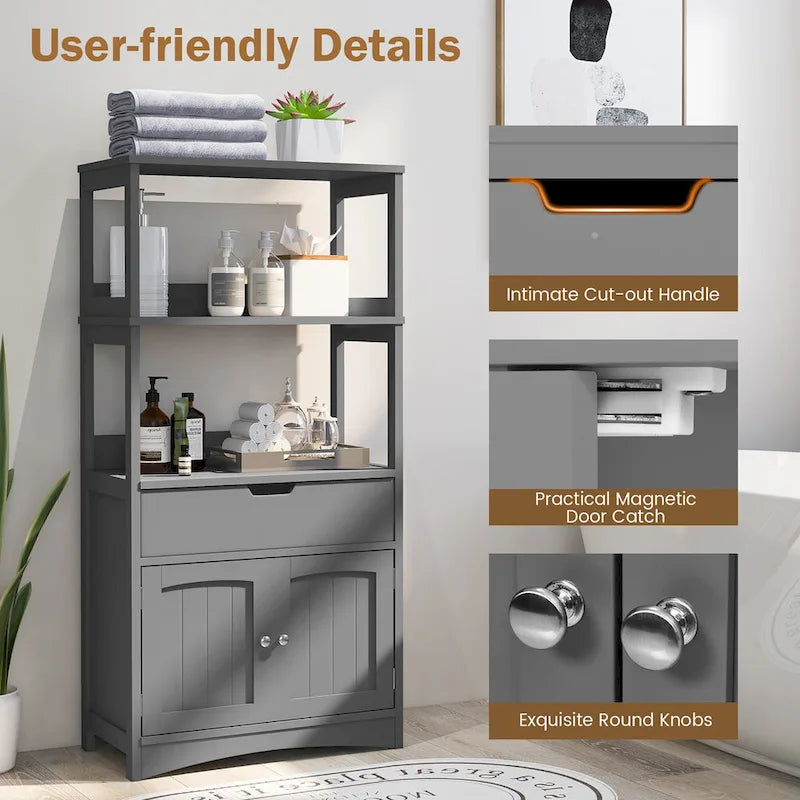 Bathroom Storage Cabinet with Drawer, Shelf & Cupboard - Floor Standing