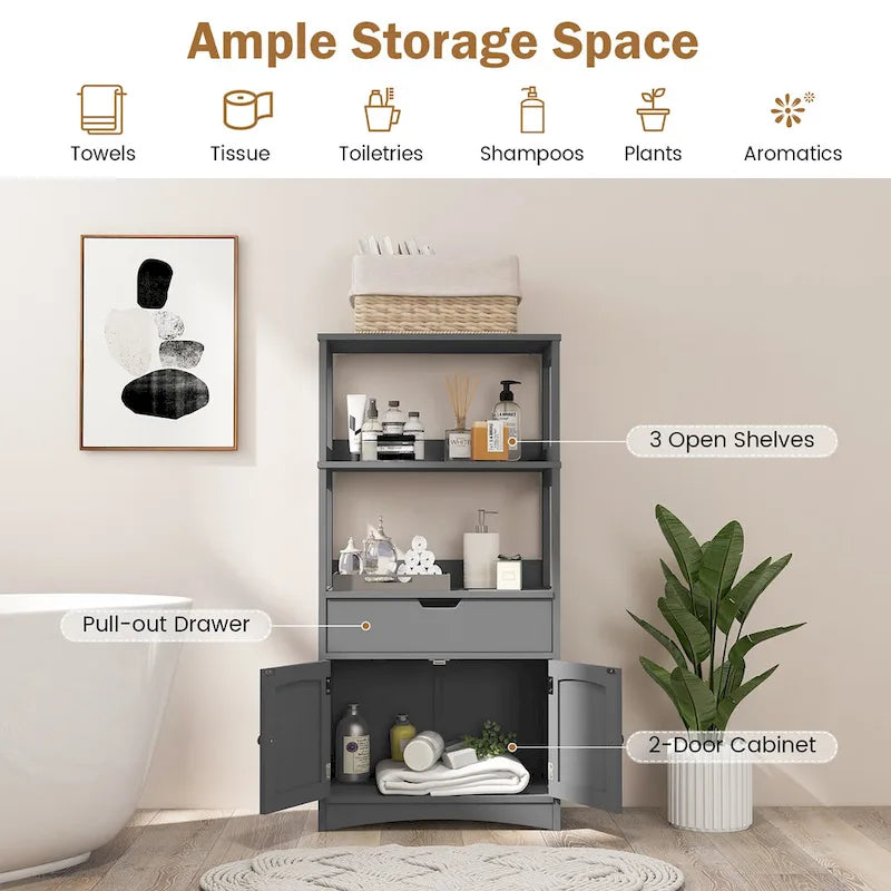 Bathroom Storage Cabinet with Drawer, Shelf & Cupboard - Floor Standing