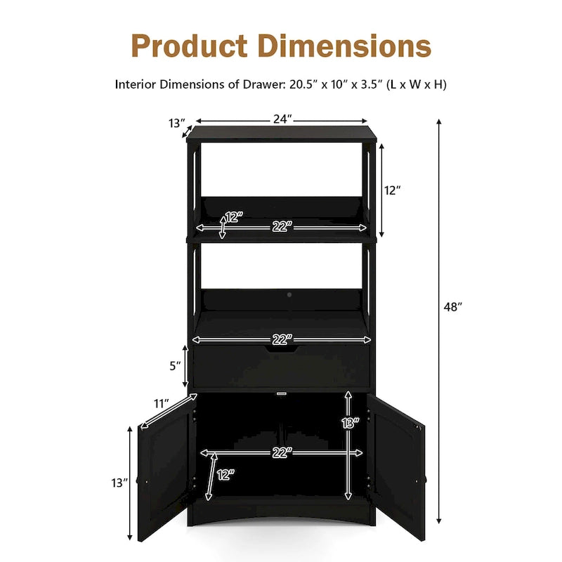 Bathroom Storage Cabinet with Drawer, Shelf & Cupboard - Floor Standing
