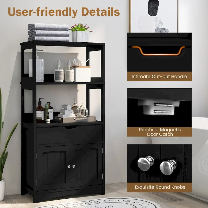 Bathroom Storage Cabinet with Drawer, Shelf & Cupboard - Floor Standing