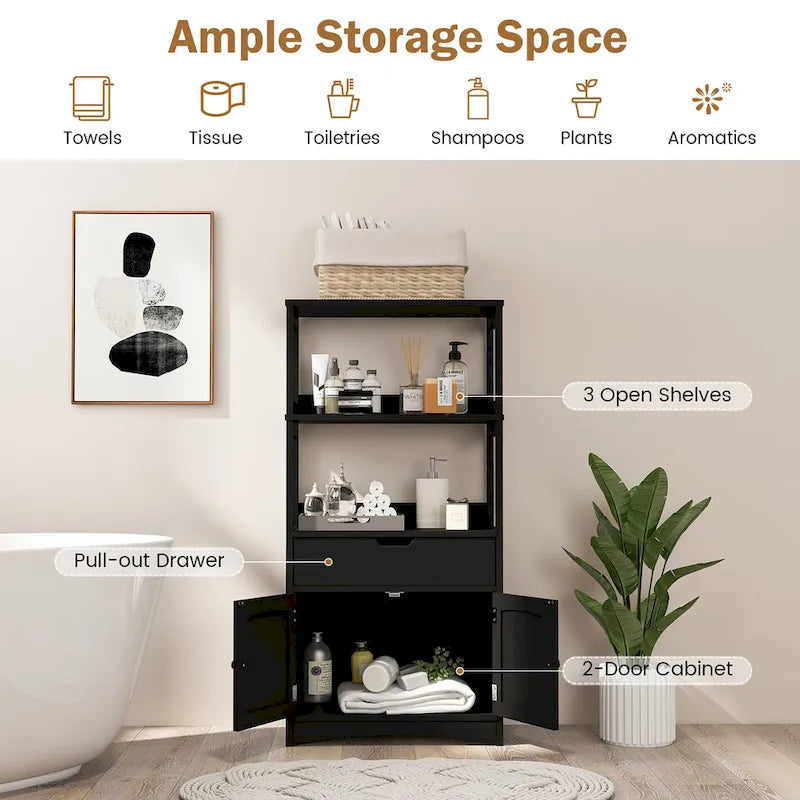 Bathroom Storage Cabinet with Drawer, Shelf & Cupboard - Floor Standing