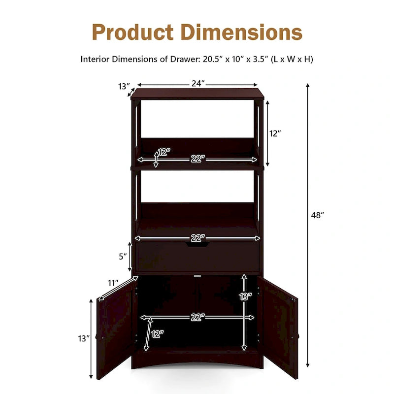 Bathroom Storage Cabinet with Drawer, Shelf & Cupboard - Floor Standing