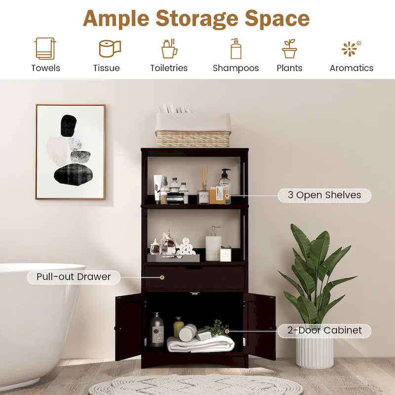 Bathroom Storage Cabinet with Drawer, Shelf & Cupboard - Floor Standing