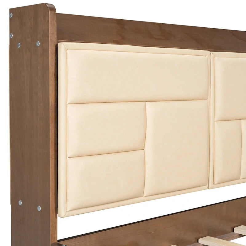 Twin Size Daybed with Upholstered Headboard, USB Ports & 2 Drawers