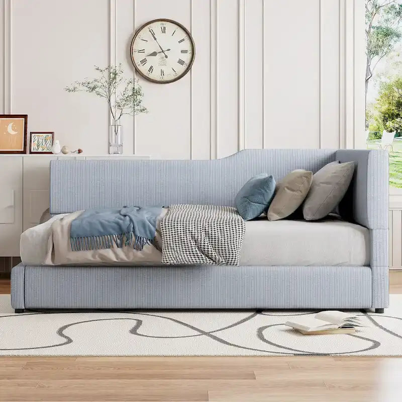 L-Shaped Daybed with Solid Frame, 500 lbs Weight Capacity